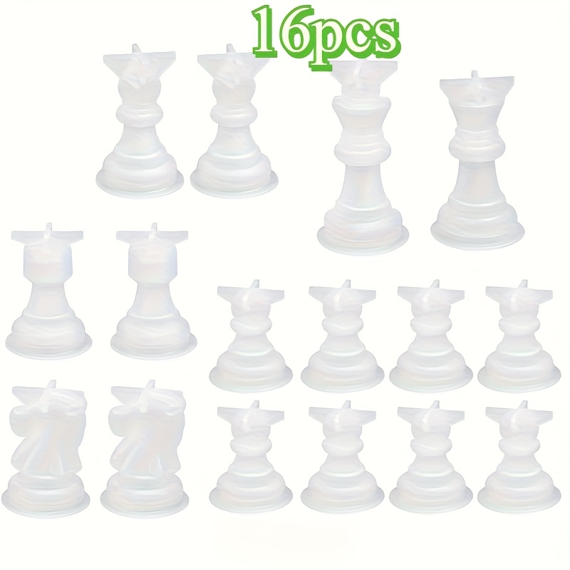 Image of 16pcs Chess Mold, Handmade Mold, Resin, Wax, Polymer Ceramics Production, Plaster Mirror Silicone Mold, Wax Products Silicone Mold, , Epoxy Resin Mold, Gift For , Resin Liquid Mold