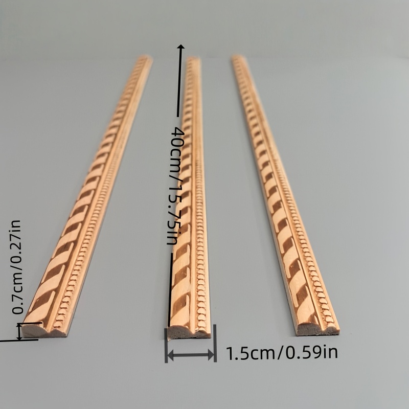 Image of 12pcs Wooden Wall Decor Strips, Picture Frame Lines, With Printed Patterns, Natural Unpainted Textured Unfinished Wood Edges, Suitable For Doors, Walls, Tables, Cabinets, Picture Frames