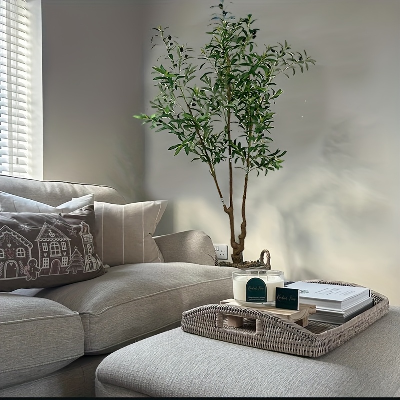 6FT/180CM Synthetic Olive Tree - Potted Imitation Olive Tree for Home Office, Living Room, Bathroom, Bedroom, And Entrance Decor - Large Faux Olive Plant with Realistic Trunk, Branches, Fruits, And Leaves for Outdoor Decoration