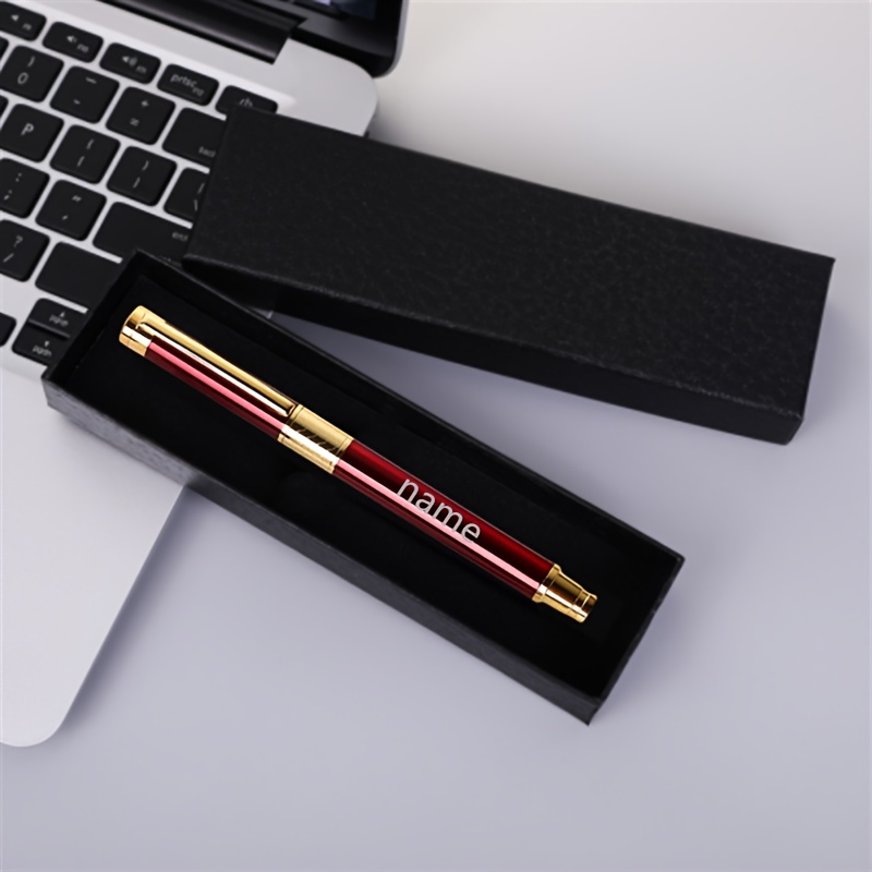 

Stylo en métal élégant avec coffret cadeau : Cadeau d'affaires personnalisé - Noir, 0,5 mm, rechargeable, pointe neutre, clip de poche