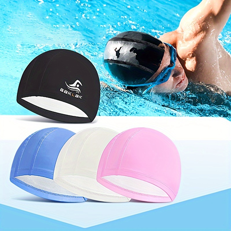 

Bonnet de bain unisexe en PU haute élasticité pour adultes de 14 ans et plus, protège-oreilles imperméable pour cheveux