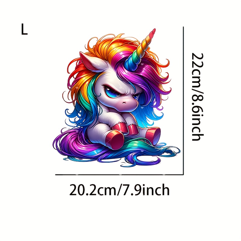 Angry Unicorn Heat Transfer Stickers, Washable And Iron-on, Suitable For Diy T-shirts, Hoodies, Jeans, Backpacks, Pillows, Holiday Decorations
