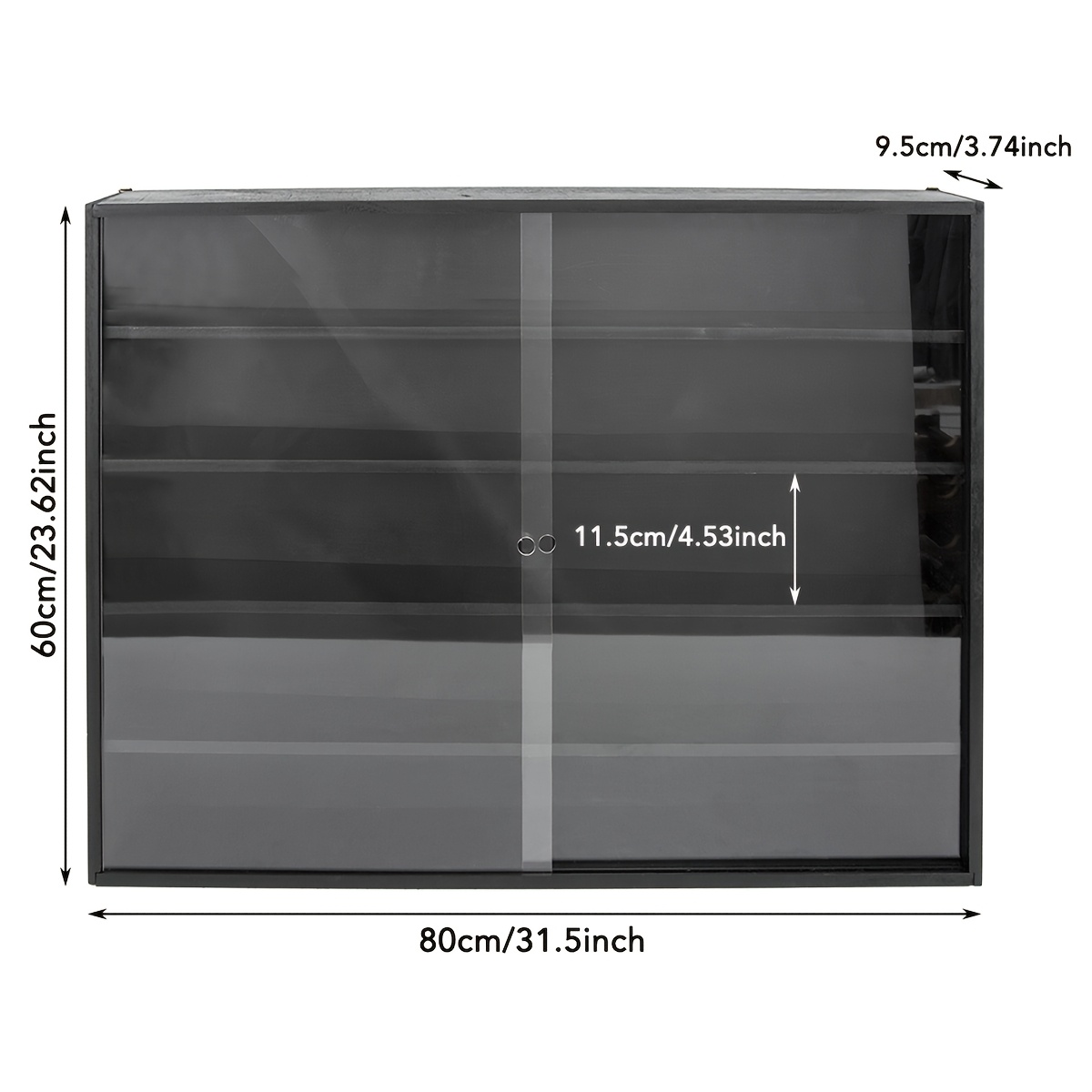 TEMU 5-layer Wooden Storage Wall Shelf With Clear Acrylic Door Display 60 X 80 X 9.5cm