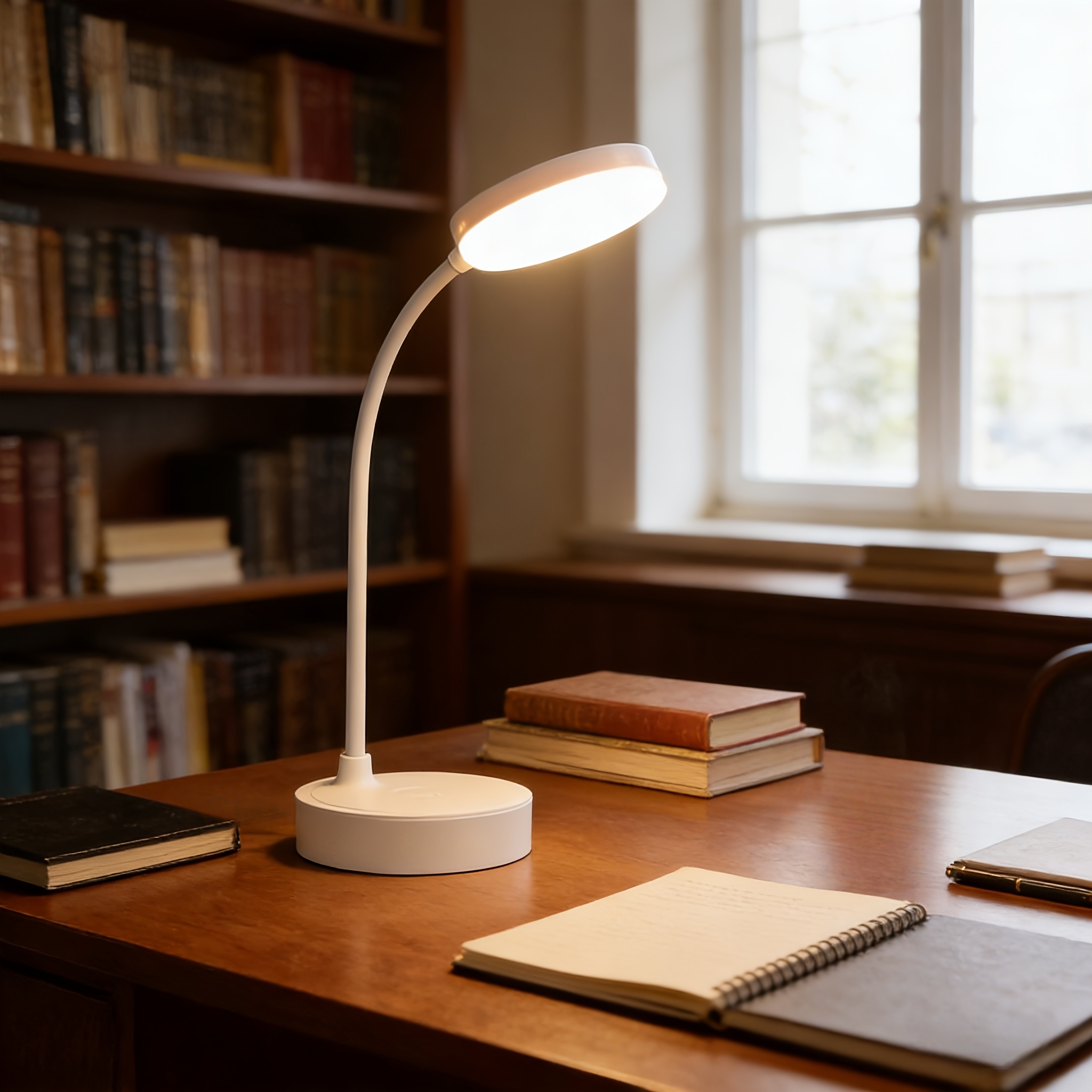 Image of This Modern Led Desk Lamp/night Light Features A 360° Adjustable Arm, 3 Color Temperatures, Adjustable Brightness, And An 800mah Usb Rechargeable Battery. Ideal For Nighttime Reading.