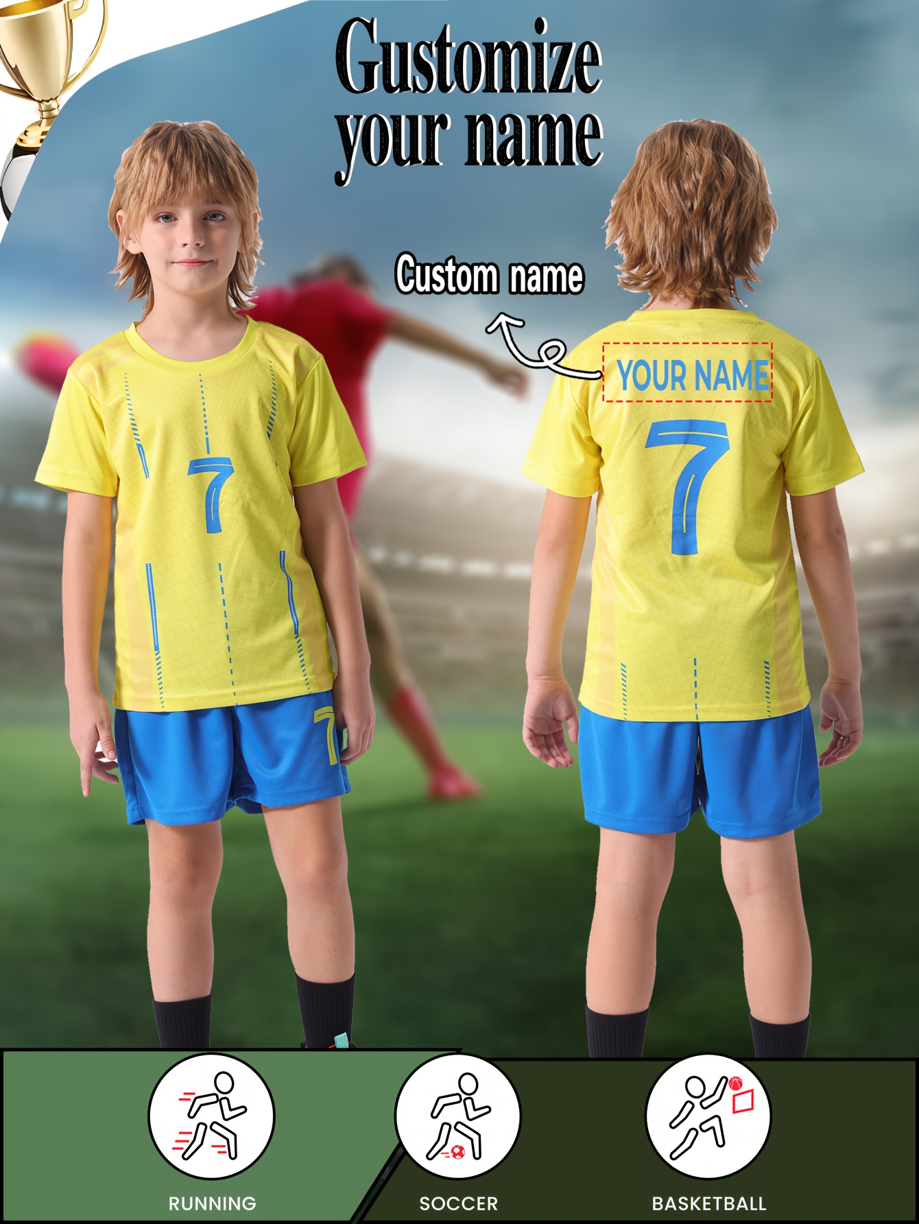 2pcs kids casual sports training quick dry football suit set