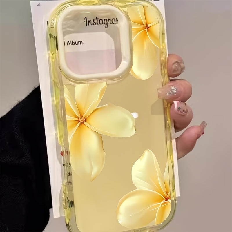 TEMU Phone Case - Gorgeous Yellow Floral Pattern Candy Color Wavy Border Phone Case For Iphone 17, For Iphone 17 Pro Max, For Iphone 17 Pro/16/11/13/