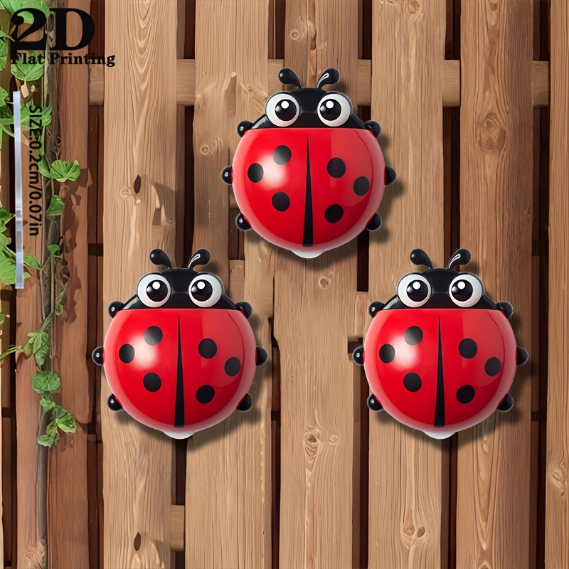 TEMU 2d Flat, [2d Flat] 3pcs Bohemian Insect Wall Art Outdoor Garden Decor - 3pcs Bug-themed Hanging Decoration With Dragonfly, Ladybug & Grasshopper