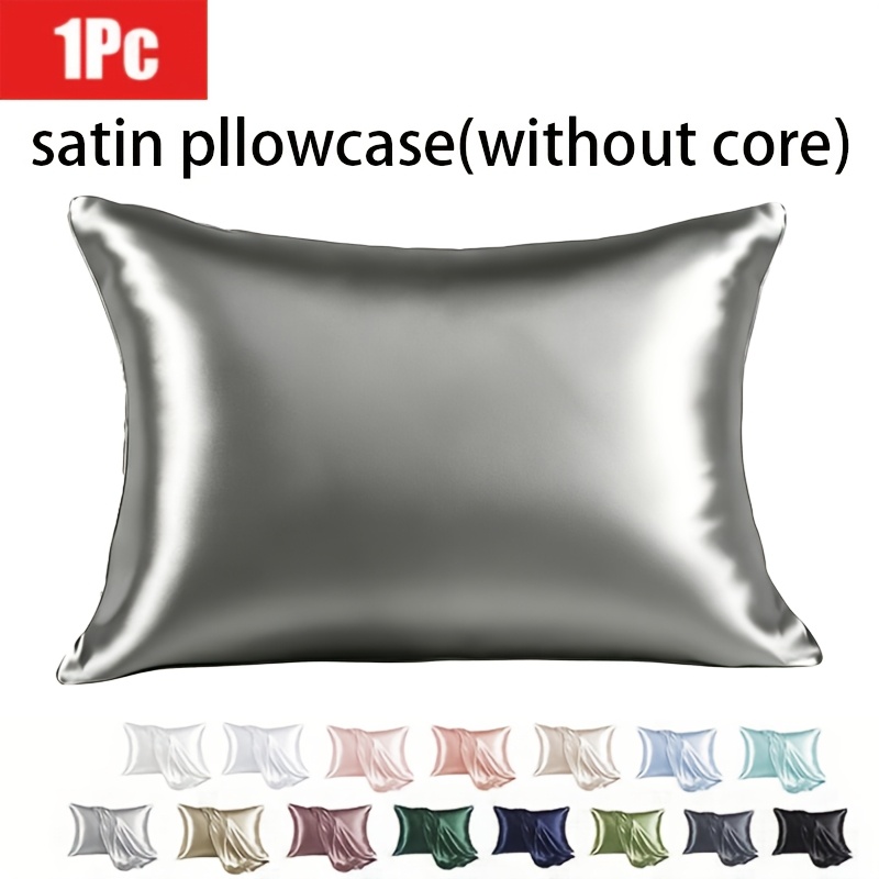 1pc Luxurious Pillowcase - Breathable, Skin-friendly Cooling Feel, Solid Color With Envelope Closure - Machine Washable Satin Pillowcase Dorm Room Essentials For And Hair