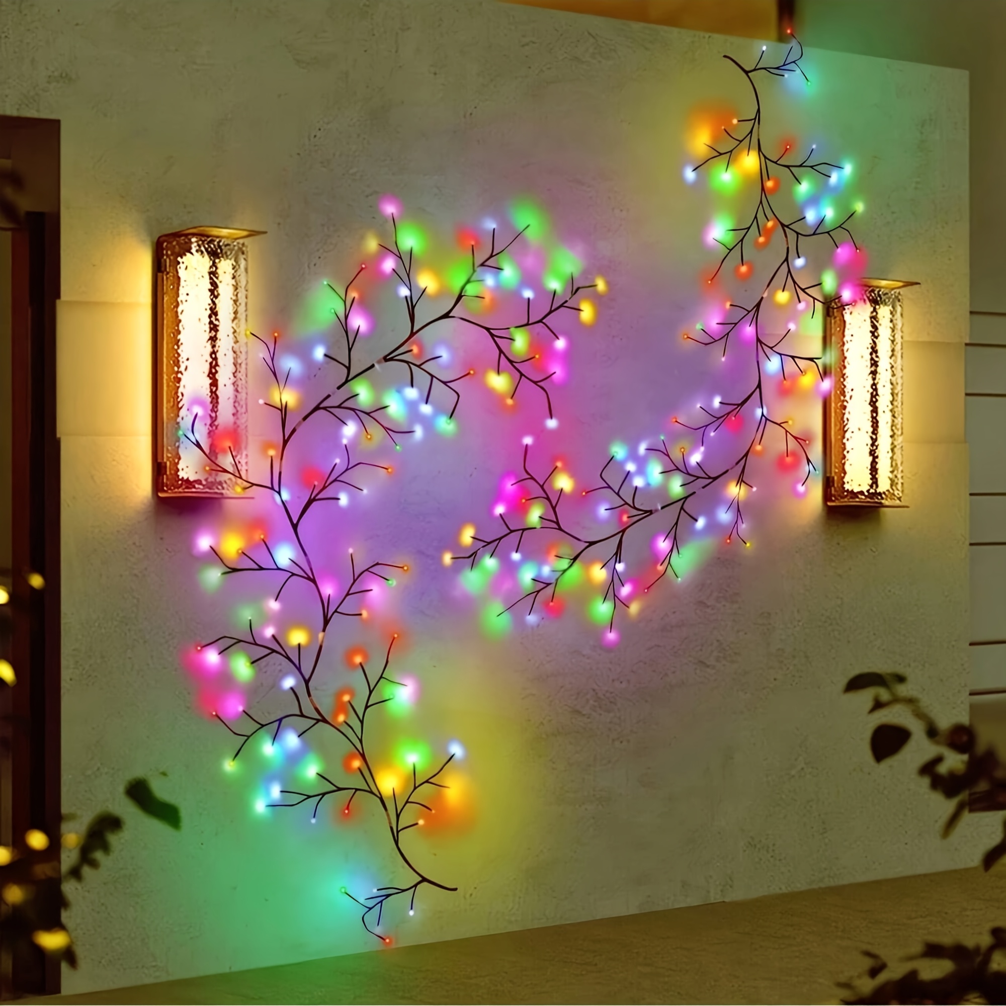 Image of 2pcs/1pc Usb Powered 192led Willow Vine Light | Ipx4, 8 Vine Tree Decoration Night Light, Ideal For Rooms, Parties, Festivals, Christmas, Birthdays, Valentine's Day, Thanksgiving Gifts