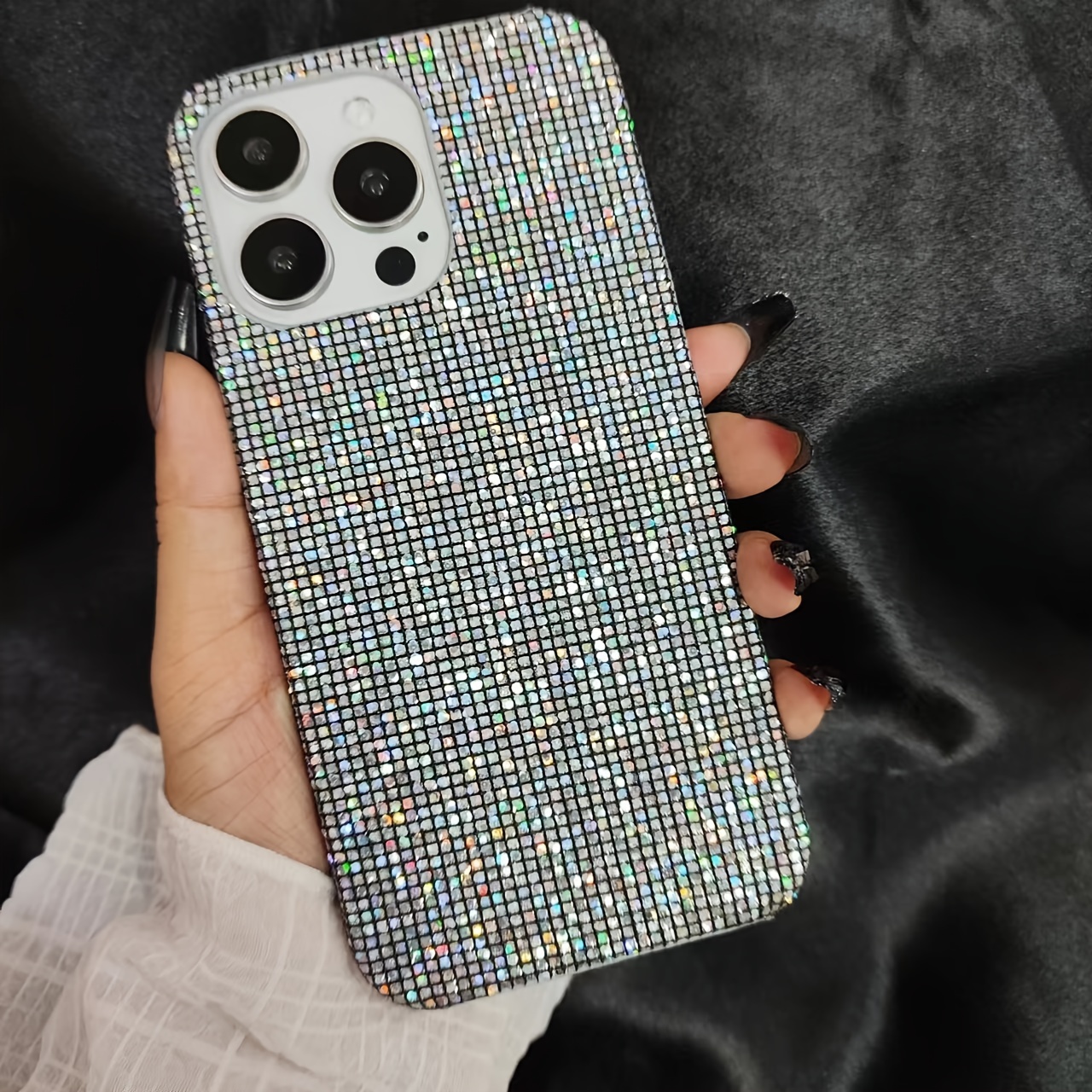 

Black Glittery Mobile Phone Case Anti-drop Case For Iphone 15/14/13/12/11/7/8 Xr X Pro
