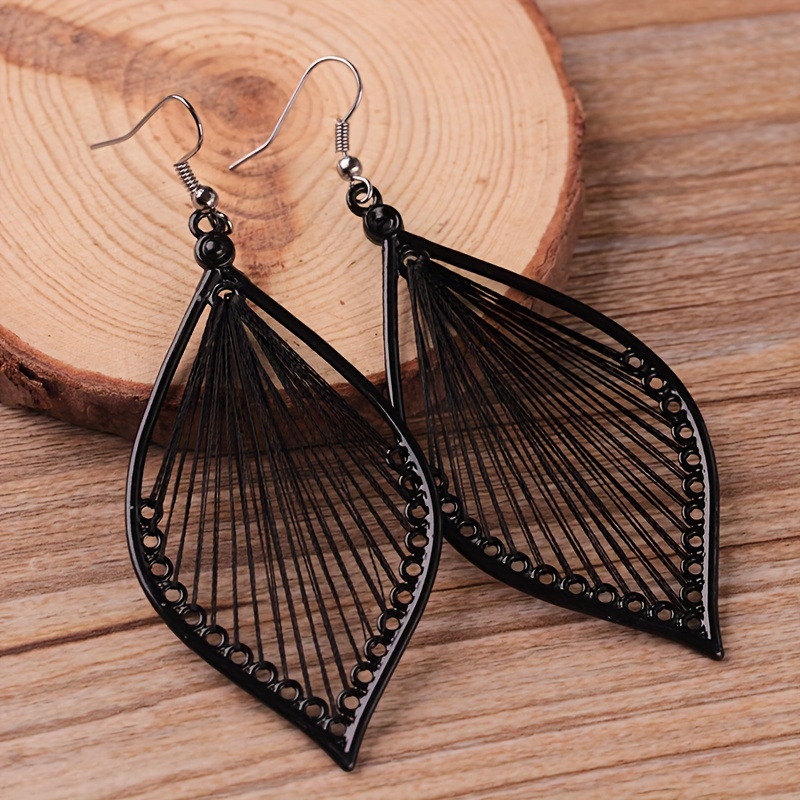 TEMU Une paire de boucles d'oreilles feuilles, boucles d'oreilles feuilles personnalisées européennes et américaines et ajouts de boucles d'oreilles