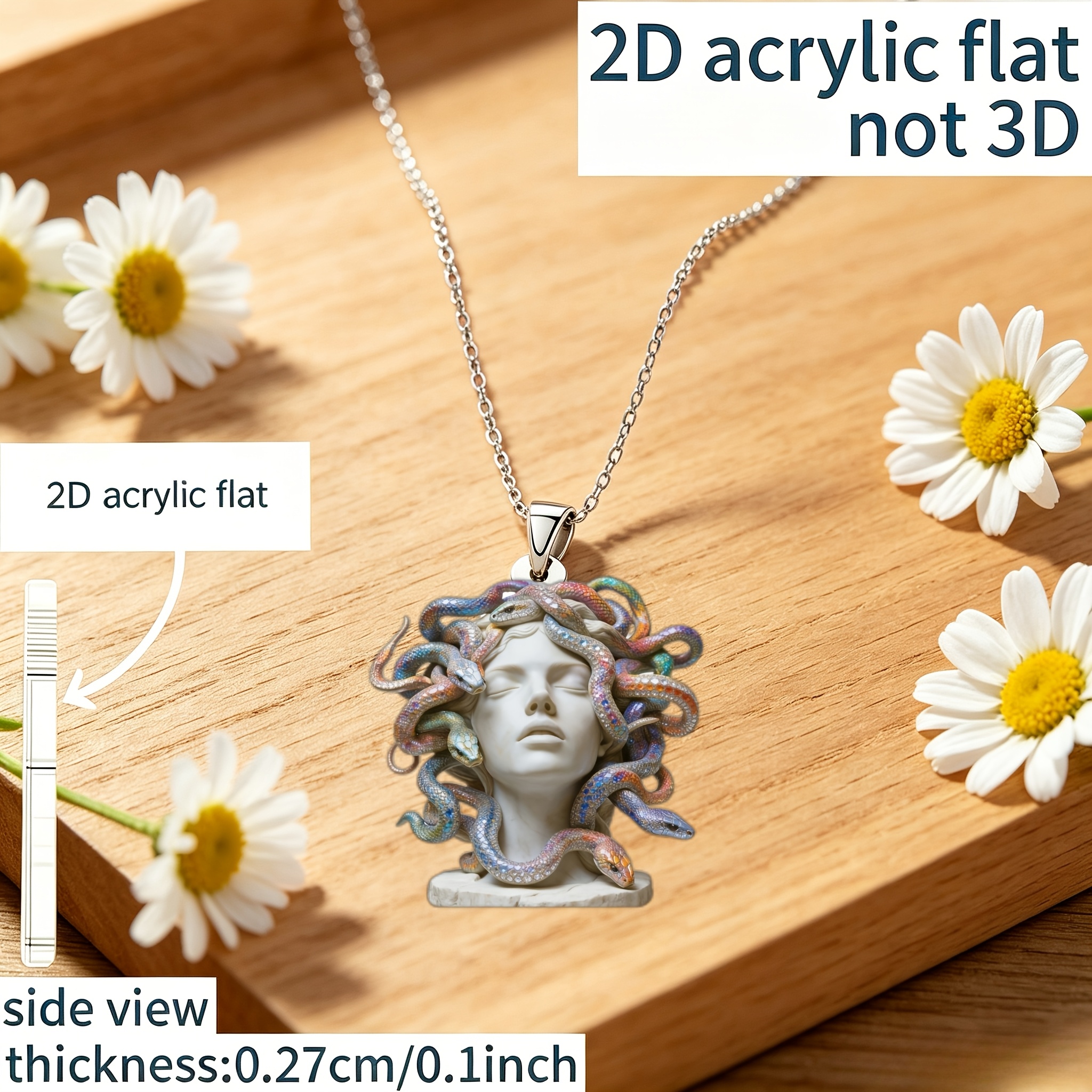 2D Flat Medusa Pattern DIY Pendant Necklace
