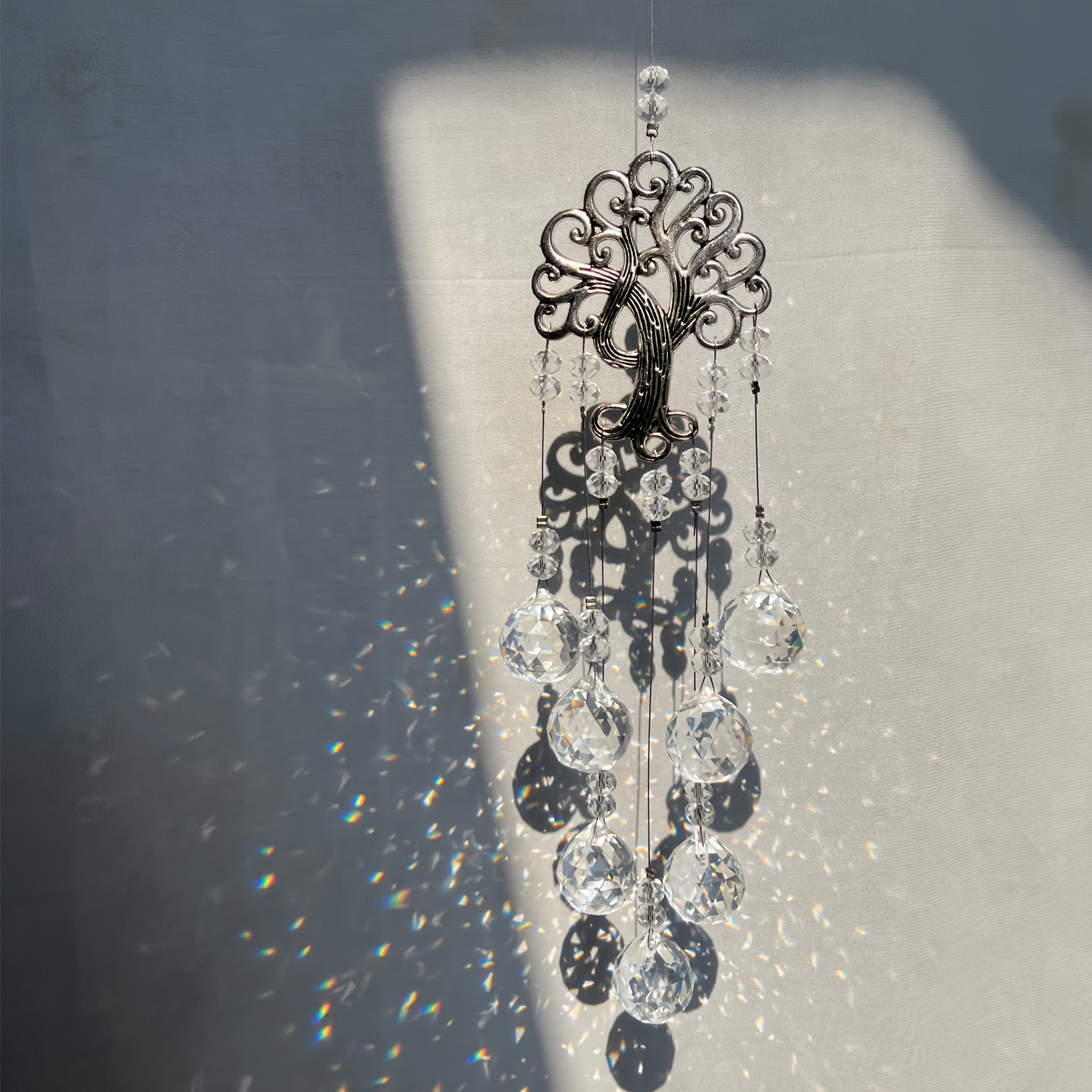 TEMU Sun Catcher Artificial Crystal Sunlight Catcher Tree Of Life Crystal Ball Light Luxury Hanging Ornament Car Pendant Decoration Souvenir Home