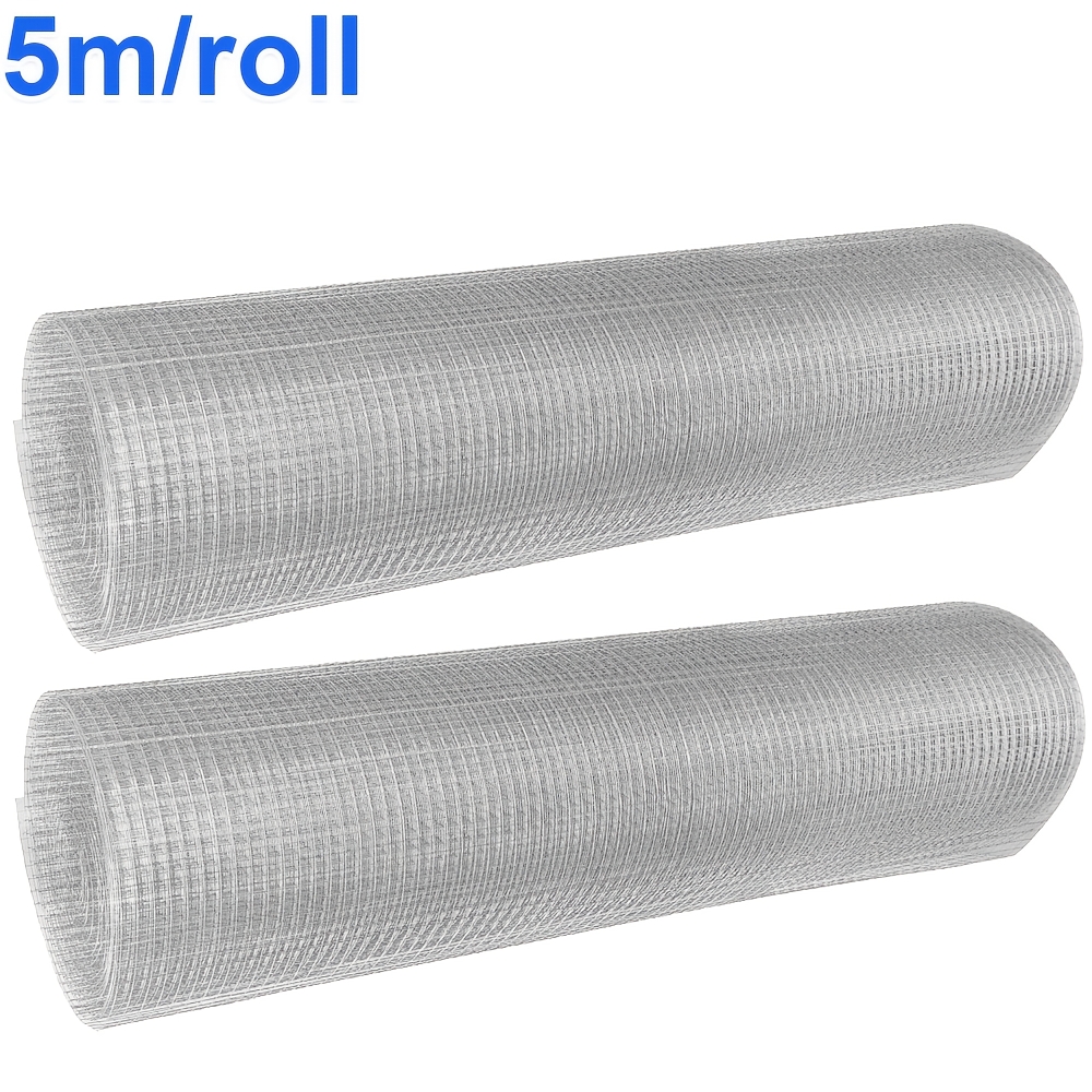 2 Rolls Wire Mesh Chain Link Fence Made Of Galvanized Steel - Dog Fence, Cat Fence, Chicken Fence, Silver, 1 M Height, Mesh Size 12 X 12 Mm (l X W), Wire Thickness 0.7 Mm