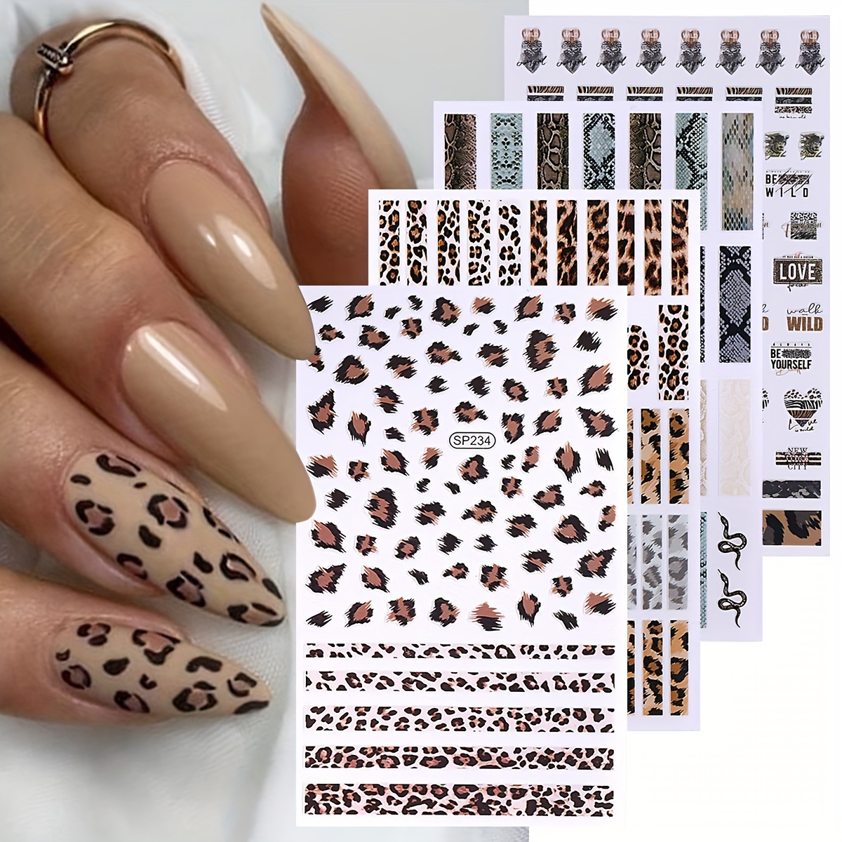 

4pcs 3d Art Stickers Snake Texture, For Diy Manicure & Pedicure Decorations