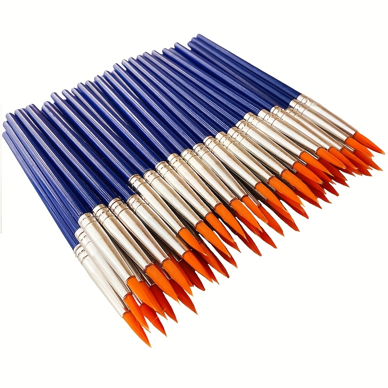 TEMU Ensemble de 55 pinceaux et ronds, petits pinceaux pour l'enseignement en classe, pinceaux de détail en nylon à manche court en plastique pour la