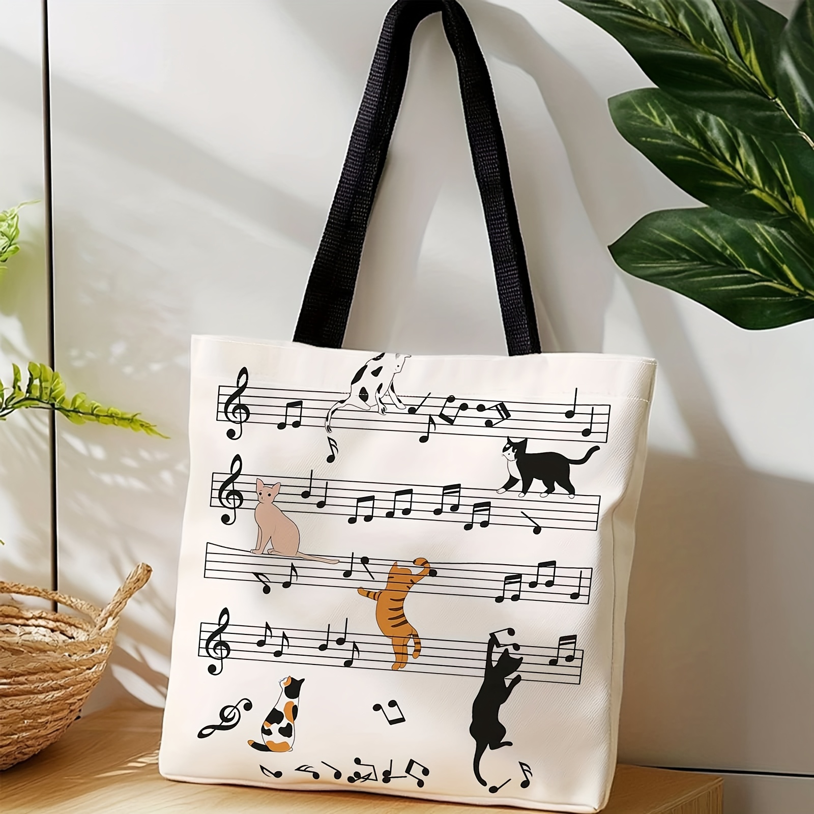 E-shop Musikalische & Themen-Tasche für Reisen, , Geschenke – Maschinenwaschbare Noten mit Doppelgriff, für Mode- & Musikliebhaber, für Teenager