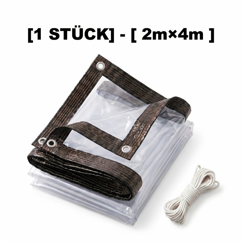 1pc 8 Mil Thickened Clear Pe Tarpaulin, Outdoor Camping Tarp, Picnic Mat Ground Sheet, Firewood Pile Cover, Equipment Rain Cover, Anti Tear Anti Puncture, + Free Hanging Ropes Included