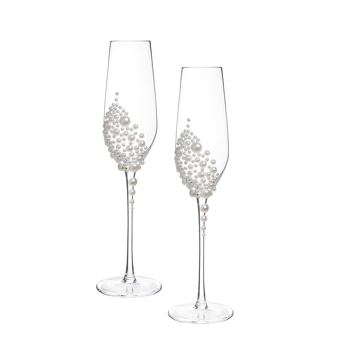 Image of 1pc/2pcs Elegant Clear Glass Flutes With & Lip- - Suitable For Wedding, Bachelorette Party, Bridal Shower Glasses, Hand Wash Only, For , Prosecco, For Or For Serving