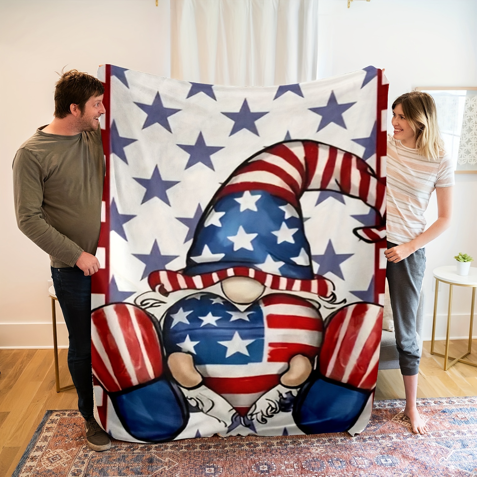 Flannel Blanket American Flag (fishing Man Giant Zebra Fish) - Temu