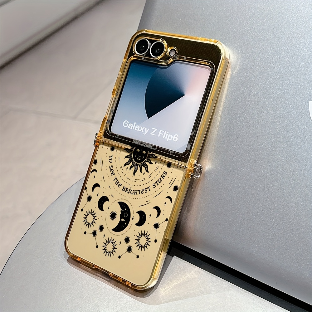 TEMU Phone Case: Cute Sun And Pattern Phone Case, Compatible With Galaxy Z Flip 7, Z Flip 5, Z Flip 6, Z Flip 7, Flip 5, Flip 6, Shockproof