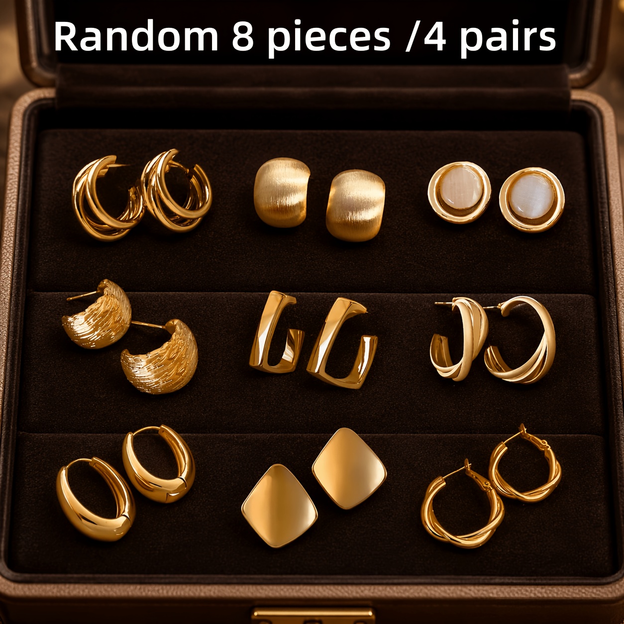 TEMU Random 8/10pcs Women's Retro Elegant Golden Earring Set, Women's Fashion Earrings For Daily And Party Wear, Holiday Gift For