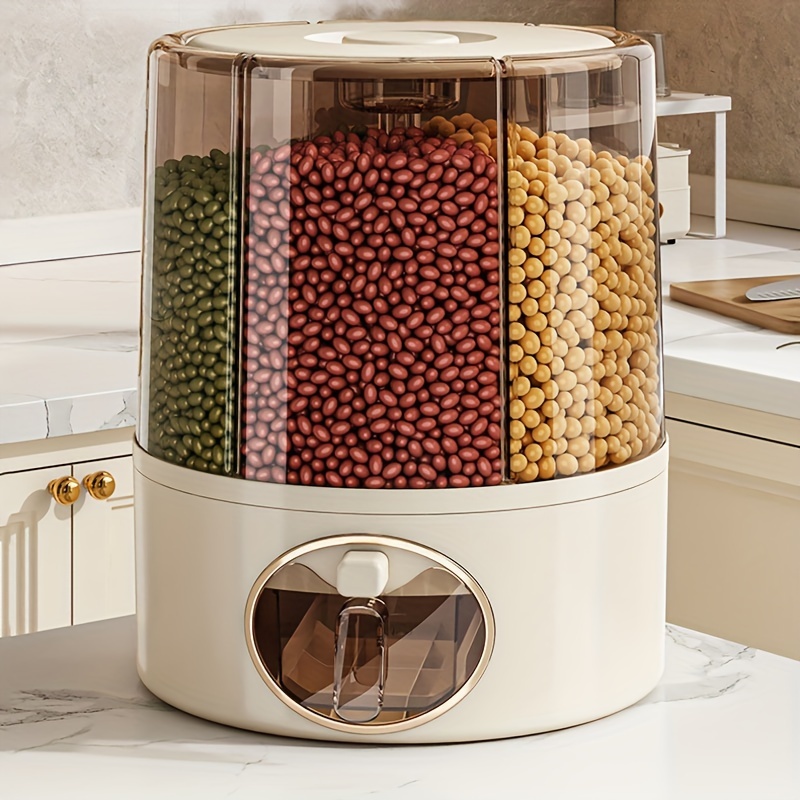 1pc large capacity plastic grain storage container rotary loading rice dispenser with insect and moisture multi functional kitchen organizer for cereal and kitchen storage solution sleek storage design insectproof storage details 4