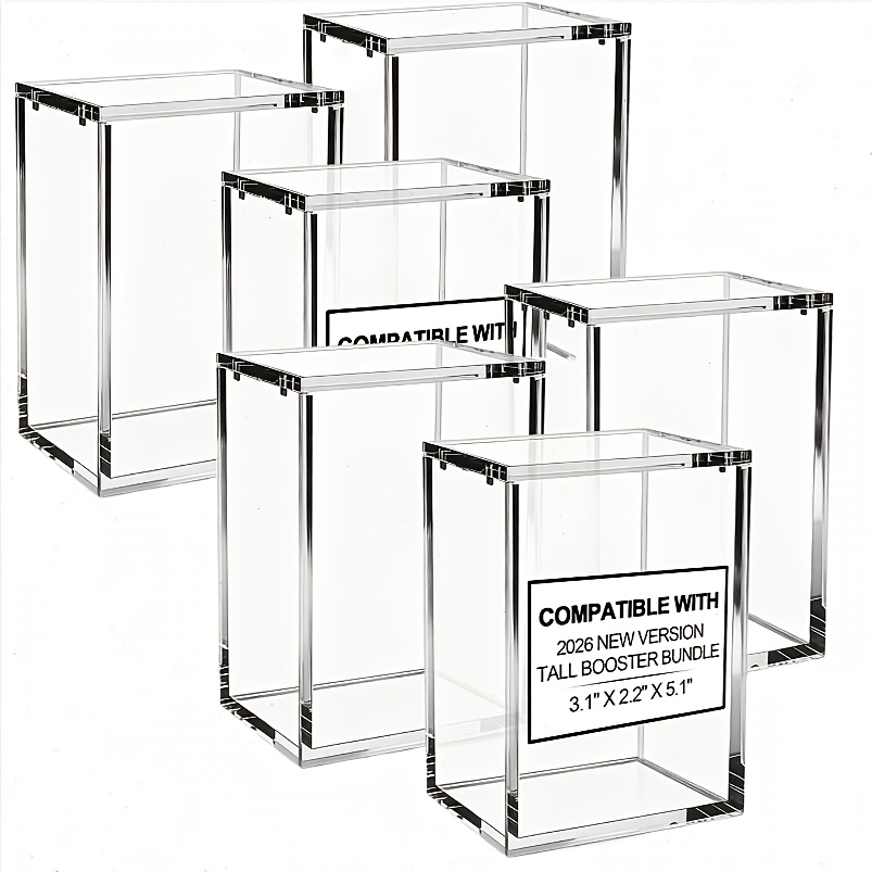 TEMU 6pcs Booster Bundle Case Suitable For Trading Card Holders, Tcg Storage Box With Clear Acrylic Box & Magnet Lid, Stackable Protector For ,