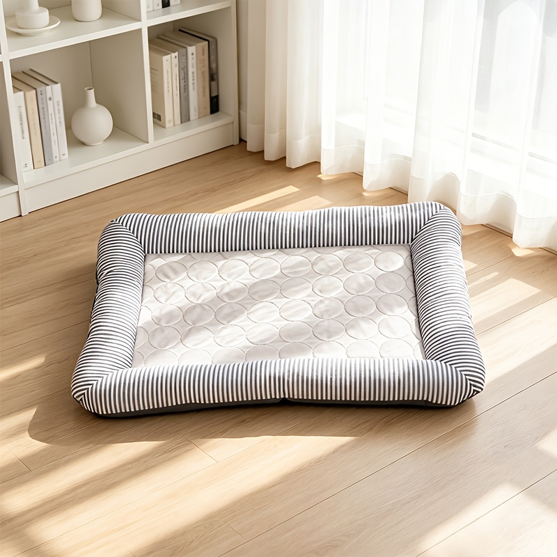 TEMU 1pc Pet Mattress, Breathable And Soft Cat And Dog Sleeping Pad, Indoor Striped Pet Bed, Suitable For Small Dogs And Cats, Washable Pet Mat, With