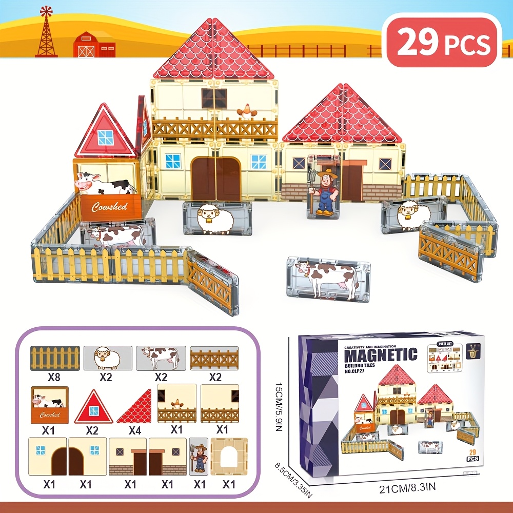 Random Color Magnetic Building Blocks, Large Size Set