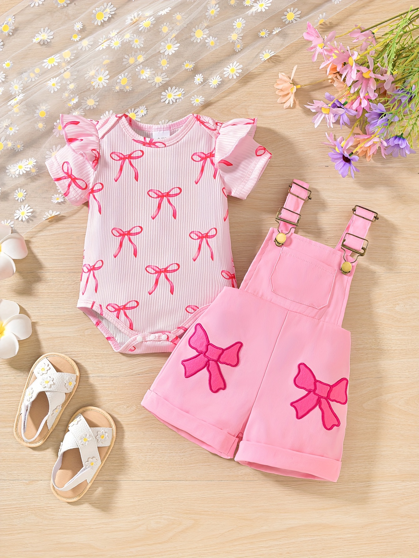 Combinaison à Nœud Mignon pour Filles avec Imprimé, Parfaite pour l'Extérieur