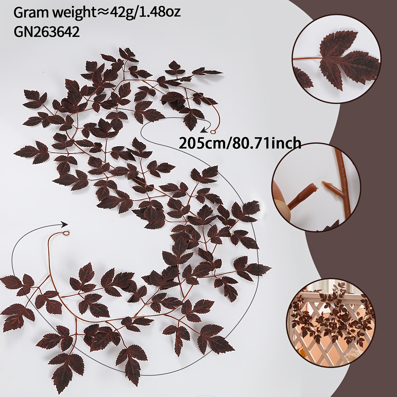 Image of 2pcs 80.71 Inch Autumn Floral Vine Fireplace Garland, Artificial Astilbe Leaf Wreath With Autumn Leaf Vines For Fall, Halloween, Mantels, Thanksgiving, And Rustic Decor Christmas