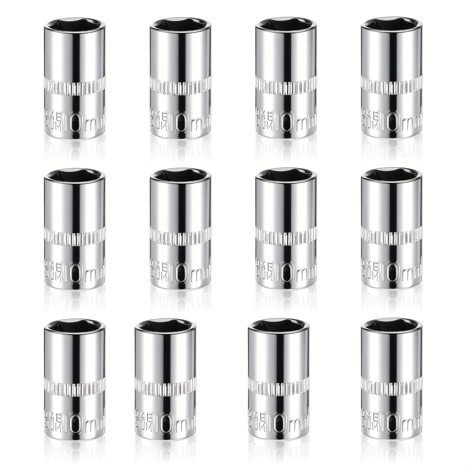 TEMU Set di 12 chiavi a bussola da 10 mm con attacco da 1/4 di pollice, design a sezione ridotta e forma esagonale, resistenti alla corrosione