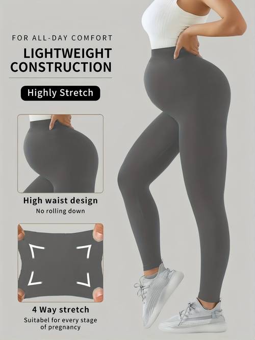 pregnant womens comfy highwaisted solid tummy support stretchy maternity pants base layer leggings