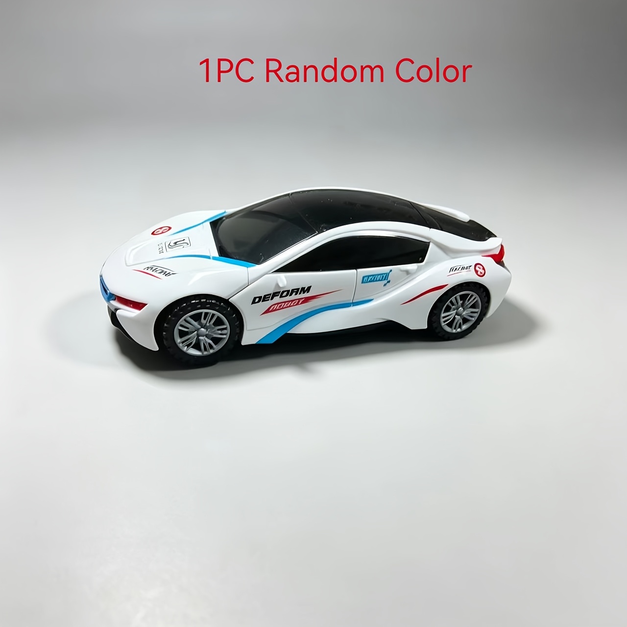 TEMU Voiture de sport électrique transformable avec éblouissantes et sonores. Fabriquée en ABS aux chutes avec un look de course élégant. Roues