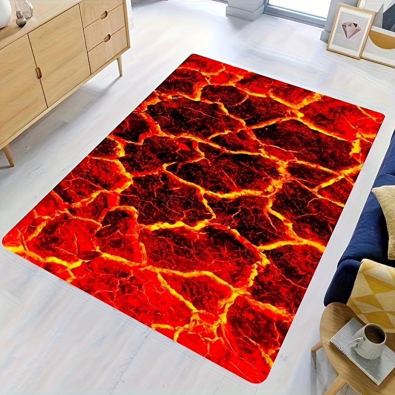 

Versatile Non-slip Area Rug - Lava Design, Perfect For Kitchen, Bathroom, Living Room & Outdoor Spaces - Machine Washable Polyester Home Decor Mat