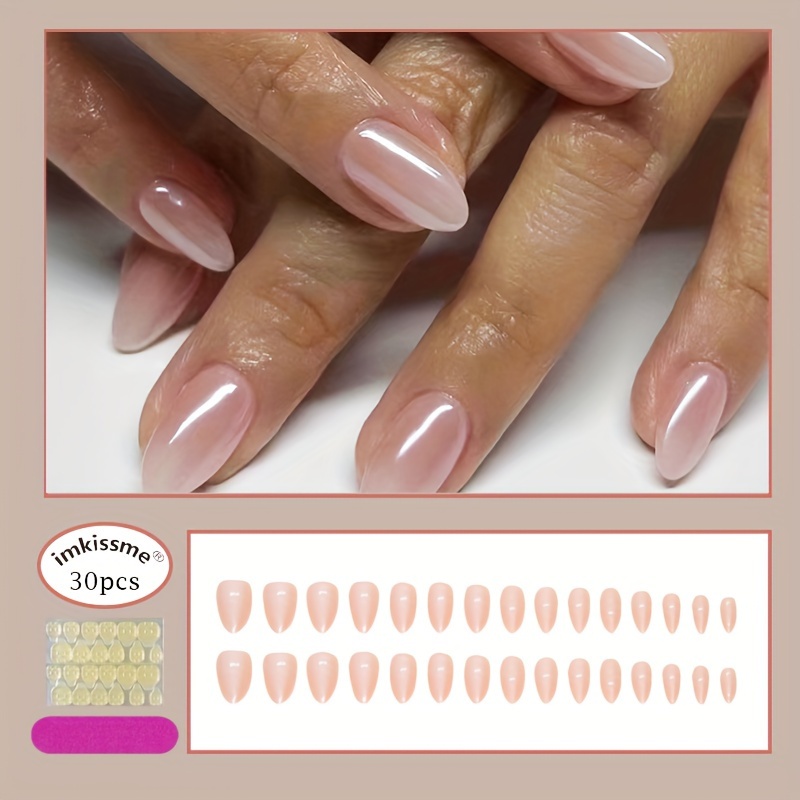 

Nail Art Light Color Wearable Nails Solid Color Nail Stickers Wearable Nails Fairy Finished Ice Through Nail Sheets