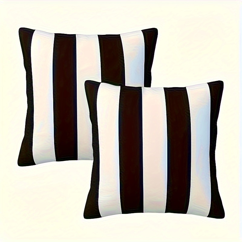 

2-pack Contemporary Striped Throw Pillow Covers, 18x18 Inch, Zipper Closure, Machine Washable, Woven Polyester Decorative Pillowcases For Sofa, Chair, Outdoor, Garden, Patio, Decor - No Insert