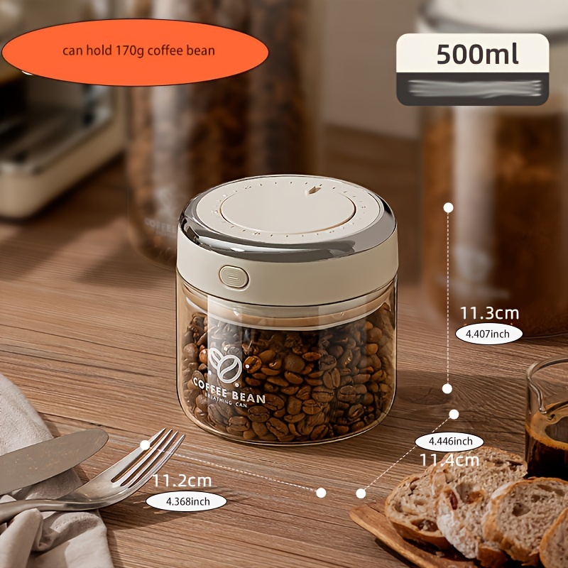 E-shop 500/1100/1700 ml 2-in-1 Kaffeebohnen-Aufbewahrungsbehälter mit Gasventil, mit Dichtfunktion zur Aufbewahrung von Kaffeebohnen, hergestellt aus