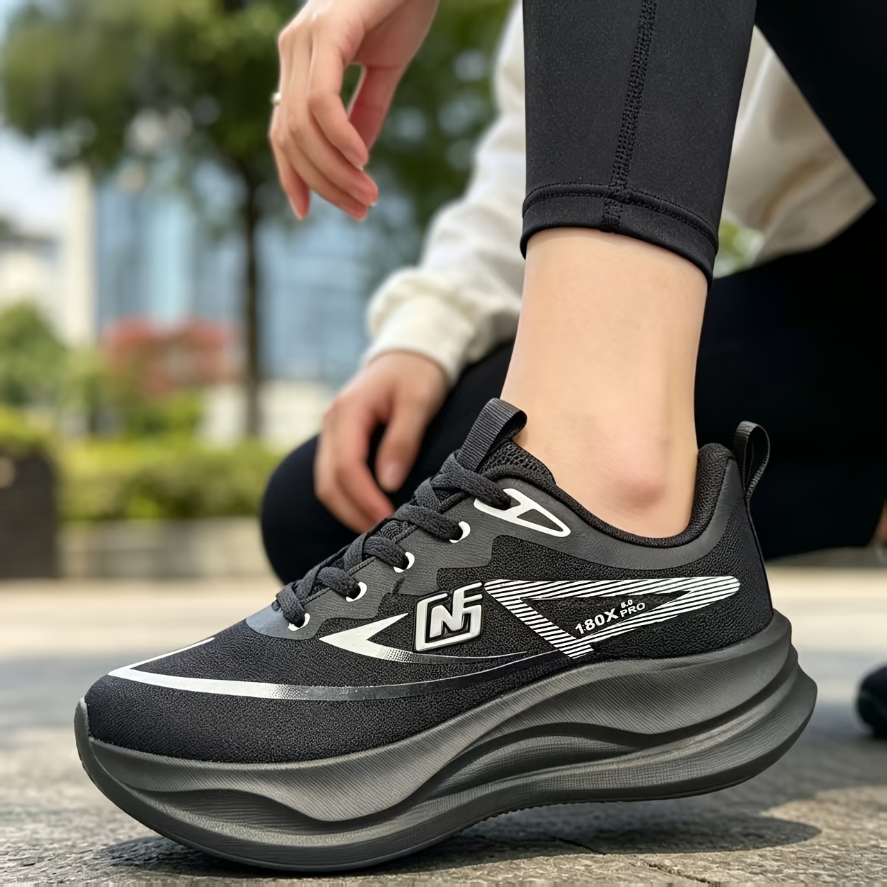 TEMU [sneakers] Women's Shoes Gni Fly Gnf Comfortable Casual Thick-sole Lace-up Breathable Shoes, Women's Women's Sports Outdoor Shoes, Spring/autumn