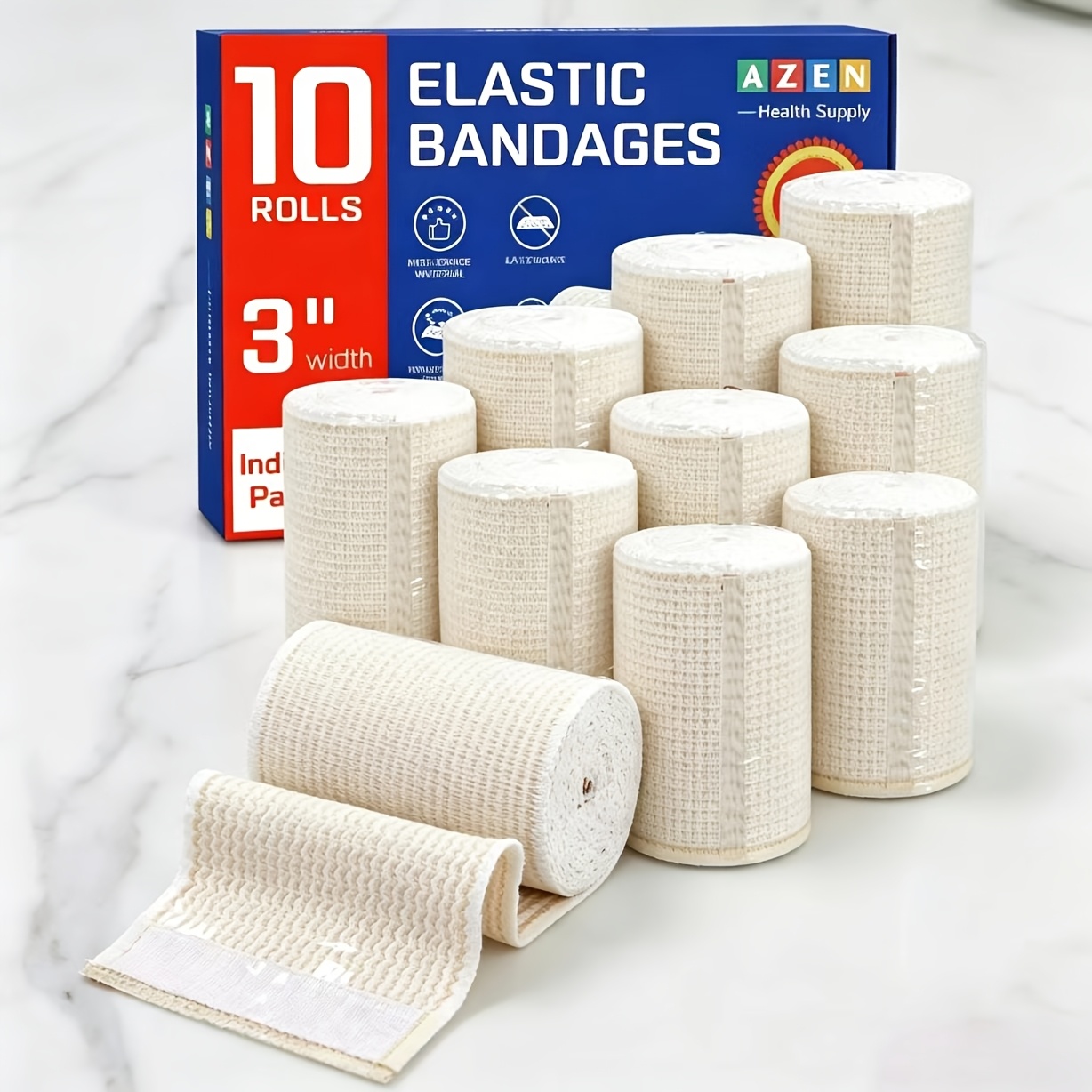 Set Of 10 (7.5cm) 3" High-quality Elastic , Reusable Compression Wraps Suitable For Knees, Ankles, Wrists, And Legs