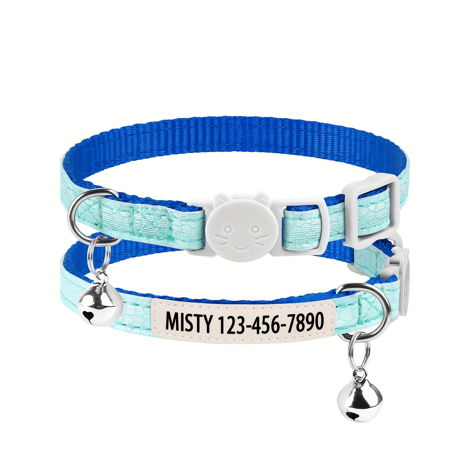 TEMU (custom) -the-dark Cat Collar With Pet's Name And Phone Number, Personalized Customization, Available In 8 Colors, Adjustable Size, At Night,