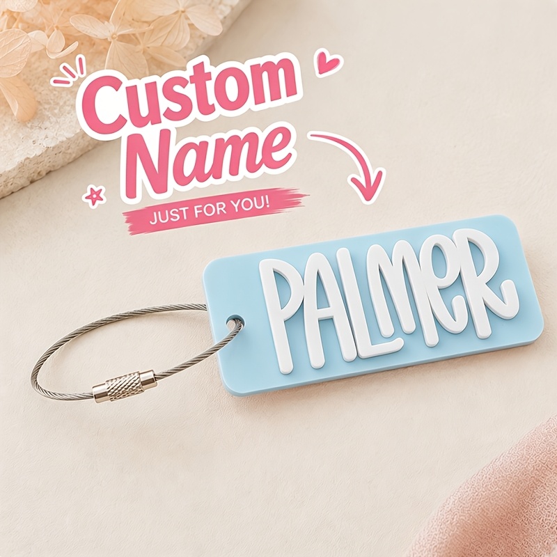 TEMU [Personalizado] 1 llavero con letra personalizada, llaveros/personalizados para equipaje, dijes para mochilas, adornos para botellas de agua,