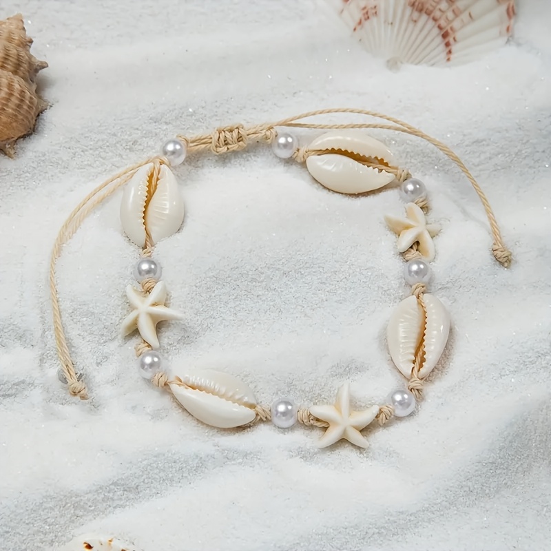 Adjustable Women's Seashell & Starfish Anklet