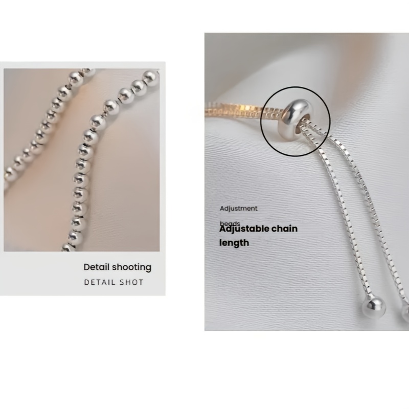 Adjustable 925 Silver Bead Ball Bracelet for Women