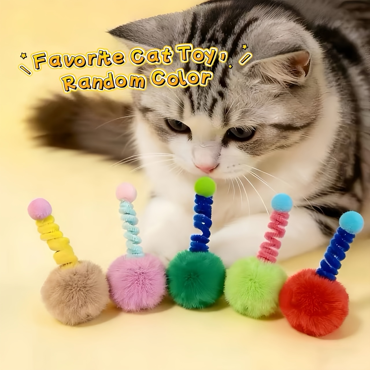 Image of Colorful Cat Toy, Self-playing Boredom Relief, Teething Chew Toy For Kittens, Random Color Pet Supplies