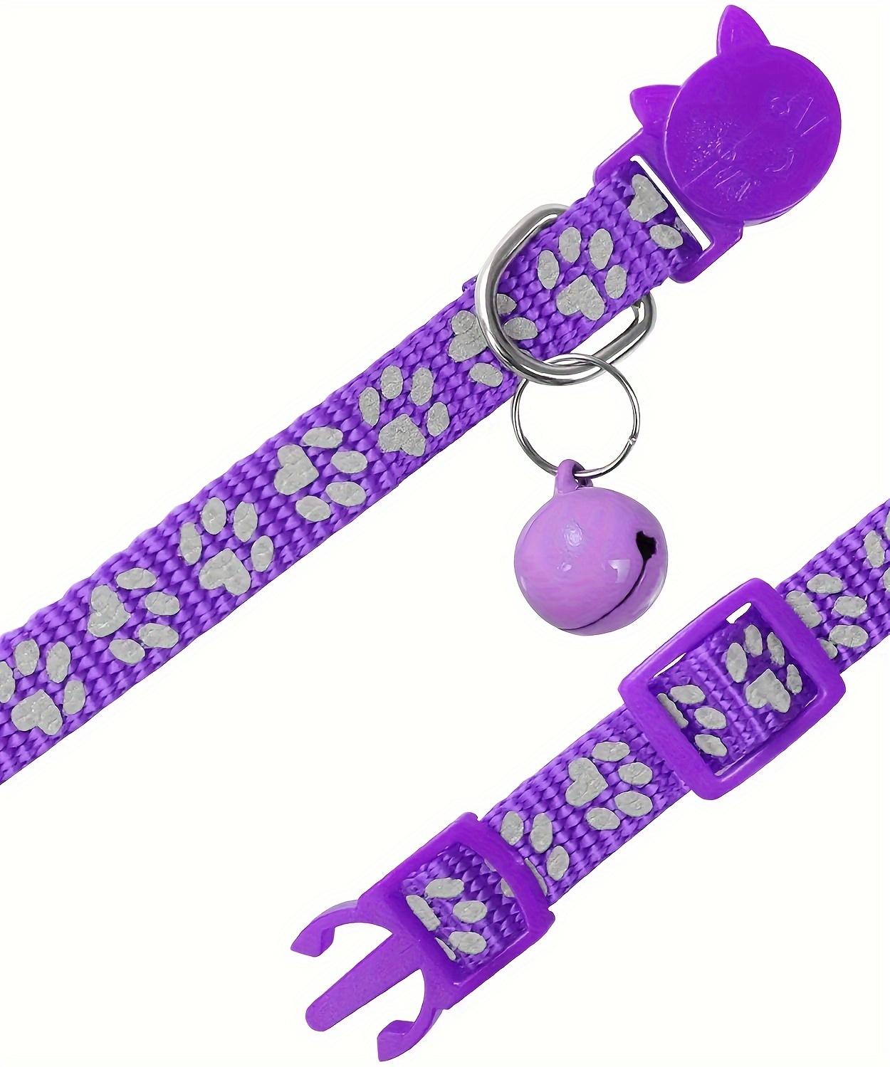 2pcs reflective cat collars with bells durable nylon   for kittens small dogs detachable accessory collars for cats Product details 4