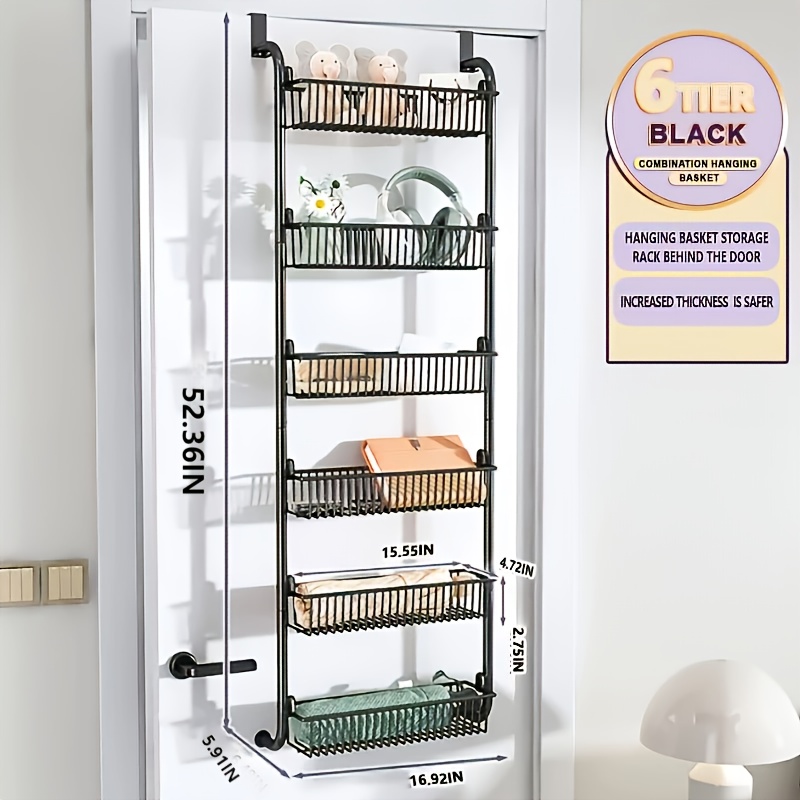 TEMU Metal Multi-tier Storage Rack With 8 And 6 Tiers For Organizing Spices And Other Items Behind Doors In Rooms Like The Kitchen, Bathroom, And