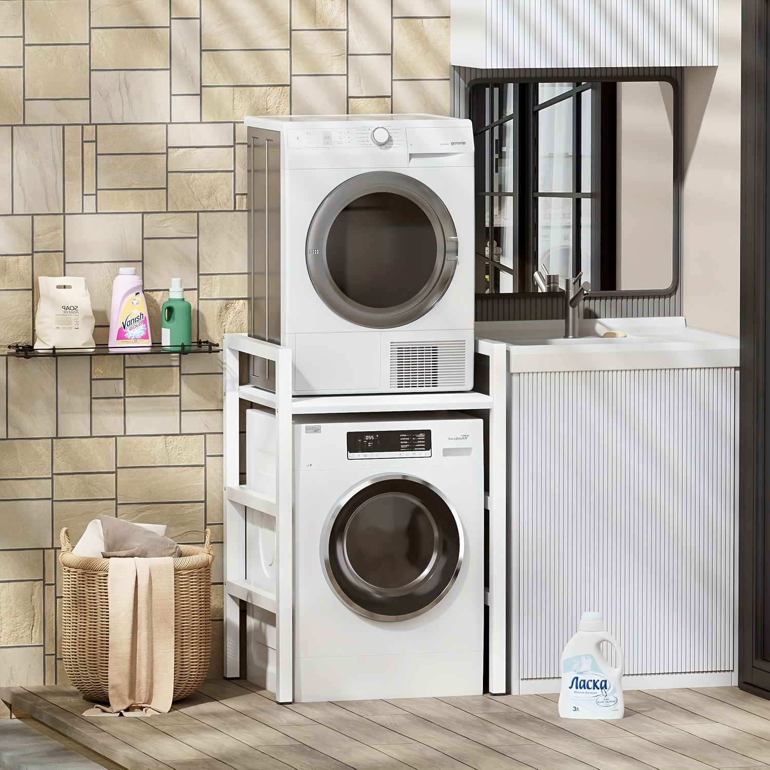 Washing Machine Rack, Height-adjustable Washing Machine Bracket, Storage Rack Above The Washing Machine, 350kg Load Capacity, Suitable For Washing Machines And Dryers, 73 X 110cm, , Standing Shelf