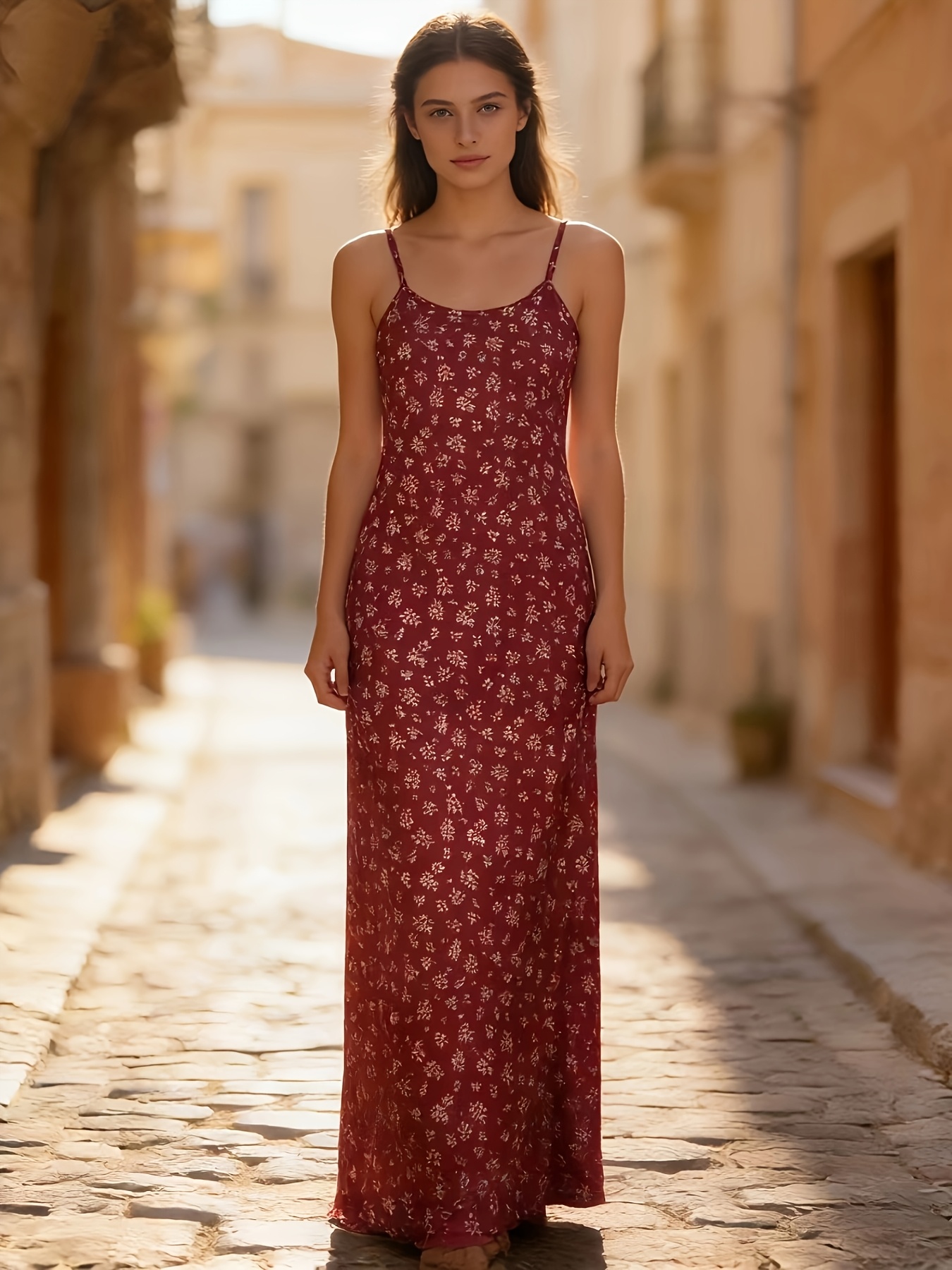 red floral dress sold on Temu United States